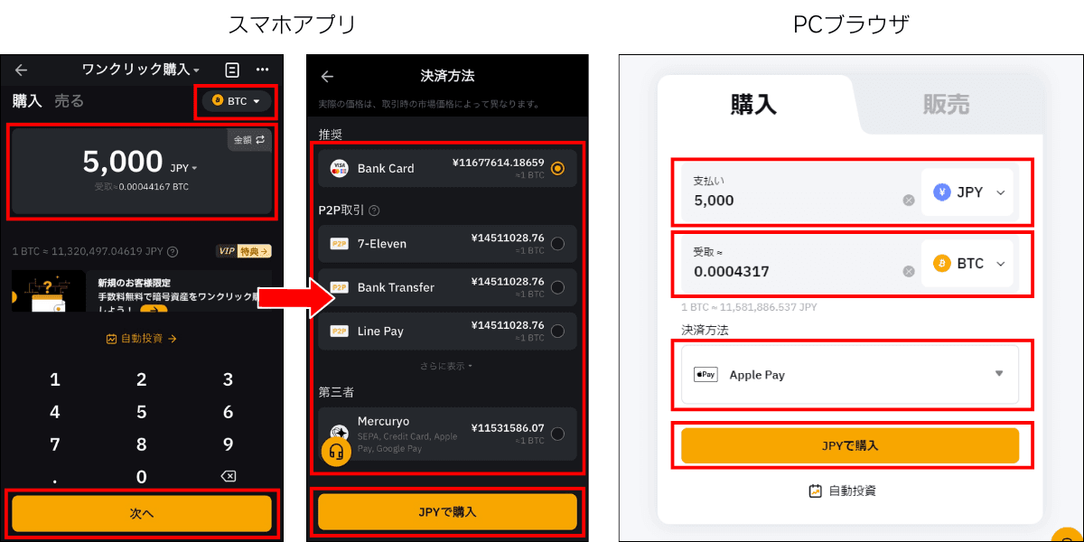 ワンクリック購入 決済方法選択