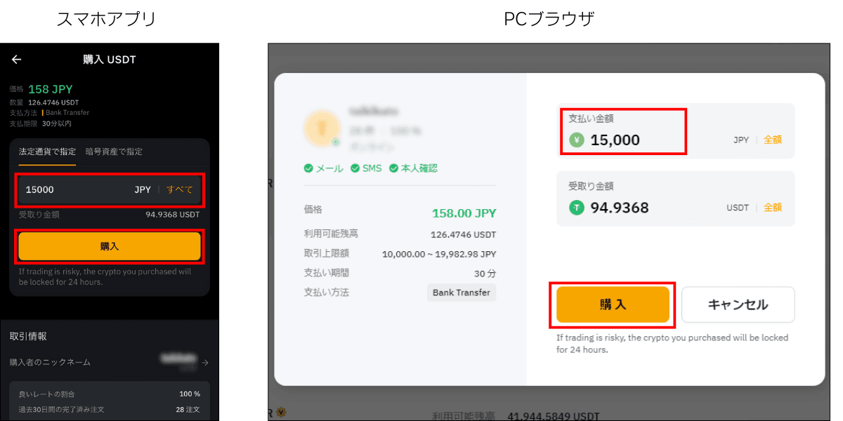 マーケットプレイス購入画面